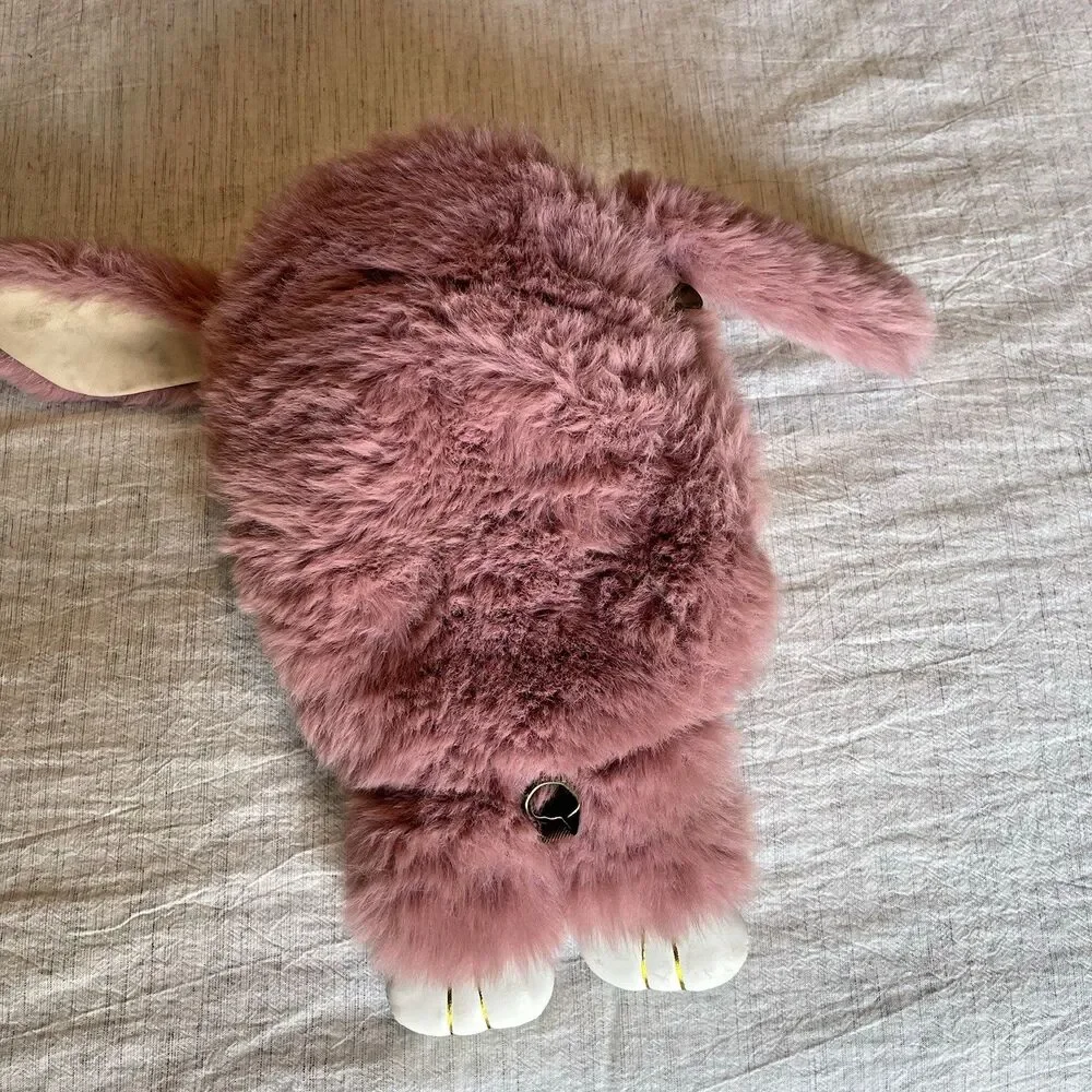 Pink Plush Easter Bunny Rabbit Purse Bag Stuffed Animal Toy Crossbody Accessory